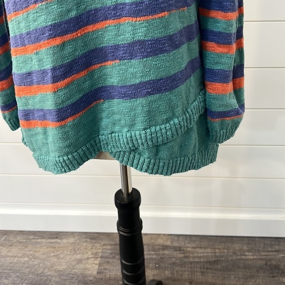 SOFT SURROUNDINGS ODYSSEY STRIPE SWEATER SZ MED CROSSED HEM NUBBY COTTON - Picture 3 of 8